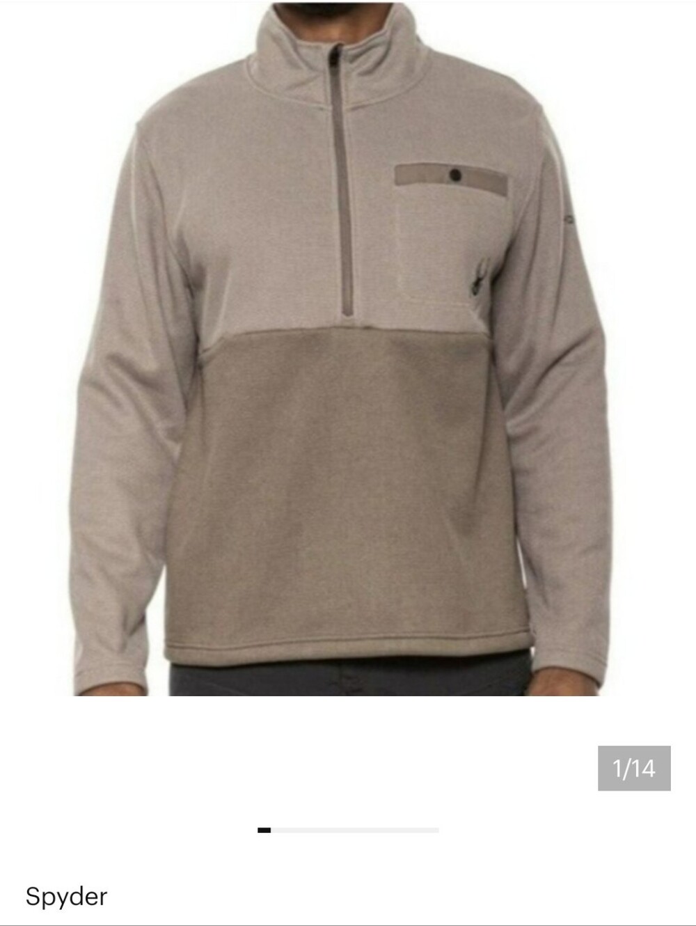 Spyder Medallion Bonded Sweater Fleece Sweatshirt Jacket Cinder Size S Neutral